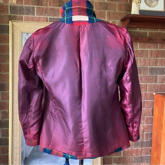 Vintage Pendleton 100% Virgin Wool Red Plaid/Tartan Tailored Blazer Size 12 - Picture 11 of 11